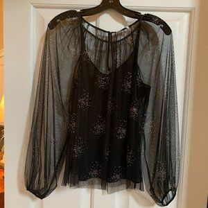 NEW YEARS SPARKLE Ramy Brook 2pc Blouse Black & embellishments Sz S.